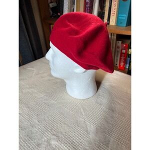 DPC Dorfman Pacific Authentic Red Wool Beret Handmade Headwear One Size